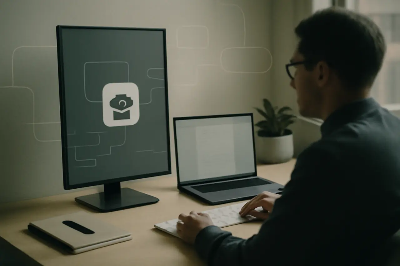 Editorial illustrasjon av Microsoft Copilot i bruk i et norsk kontormiljø